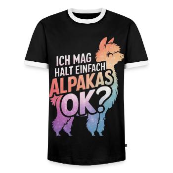 Alpaka Llama - Männer Kontrast-T-Shirt - Schwarz/Weiß - Vorne - AI Model Female 172 light (172cm) & AI Model Male 178 light (178cm)