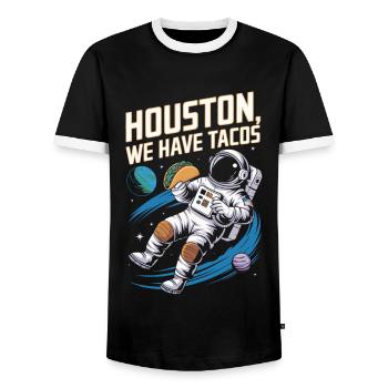 Astronaut Tacos - Men's Ringer Shirt - black/white - Front - AI Model Female 172 light (172cm) & AI Model Male 178 light (178cm)