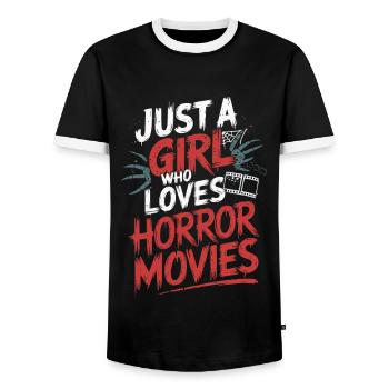 Horror Movie Fan Women - Men's Ringer Shirt - black/white - Front - AI Model Female 172 light (172cm) & AI Model Male 178 light (178cm)