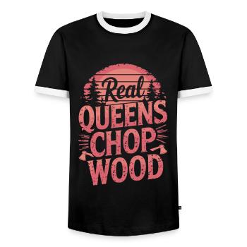 Holzfällerin Holz hacken Frauen Baumfällerin - Männer Kontrast-T-Shirt - Schwarz/Weiß - Vorne - AI Model Female 172 light (172cm) & AI Model Male 178 light (178cm)
