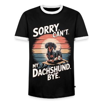 Dachshund Saying Vintage - Men's Ringer Shirt - black/white - Front - AI Model Female 172 light (172cm) & AI Model Male 178 light (178cm)