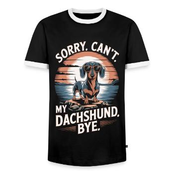 Dachshund Saying Vintage - Men's Ringer Shirt - black/white - Front - AI Model Female 172 light (172cm) & AI Model Male 178 light (178cm)