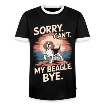 Beagle Spruch Retro Vintage - Männer Kontrast-T-Shirt - Schwarz/Weiß - Vorne - AI Model Female 172 light (172cm) & AI Model Male 178 light (178cm)