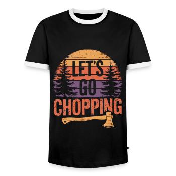 HolzfällerHolz hacken Baumfäller - Männer Kontrast-T-Shirt - Schwarz/Weiß - Vorne - AI Model Female 172 light (172cm) & AI Model Male 178 light (178cm)