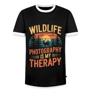 Photographie de nature Photographie animalière Photographie - T-shirt contrasté Homme - noir/blanc - Devant - AI Model Female 172 light (172cm) & AI Model Male 178 light (178cm)