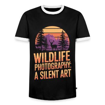 Photographie, Photographie de nature, Photographie animalière - T-shirt contrasté Homme - noir/blanc - Devant - AI Model Female 172 light (172cm) & AI Model Male 178 light (178cm)