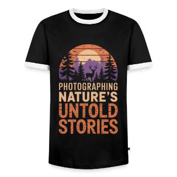 Photographie, Photographie de nature, Photographie animalière - T-shirt contrasté Homme - noir/blanc - Devant - AI Model Female 172 light (172cm) & AI Model Male 178 light (178cm)