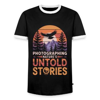 Photographie animalière Photographie de nature Photographie - T-shirt contrasté Homme - noir/blanc - Devant - AI Model Female 172 light (172cm) & AI Model Male 178 light (178cm)