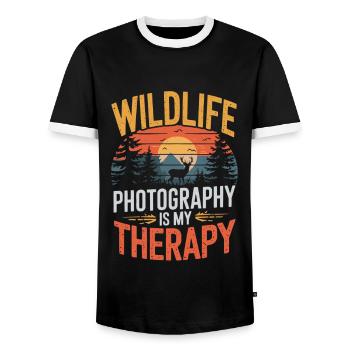 Photographie animalière Photographie de nature Photographie - T-shirt contrasté Homme - noir/blanc - Devant - AI Model Female 172 light (172cm) & AI Model Male 178 light (178cm)