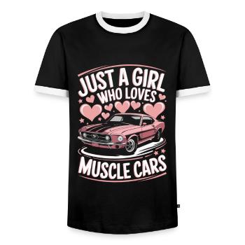 Muscle Car Voiture De Course Femme Disant - T-shirt contrasté Homme - noir/blanc - Devant - AI Model Female 172 light (172cm) & AI Model Male 178 light (178cm)