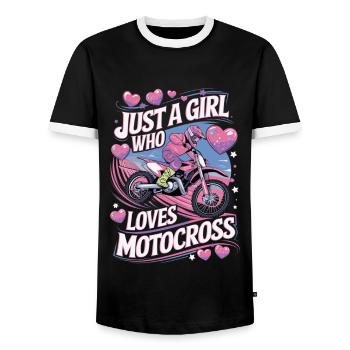 Motocross Motorcycle Rider Woman Saying - Men's Ringer Shirt - black/white - Front - AI Model Female 172 light (172cm) & AI Model Male 178 light (178cm)