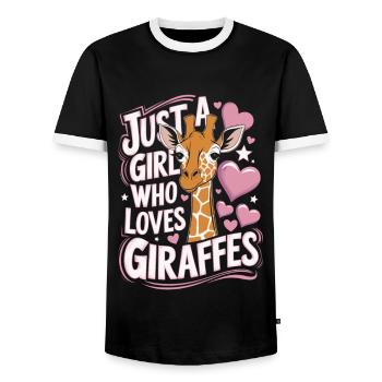 Giraffe Spruch Mädchen - Männer Kontrast-T-Shirt - Schwarz/Weiß - Vorne - AI Model Female 172 light (172cm) & AI Model Male 178 light (178cm)
