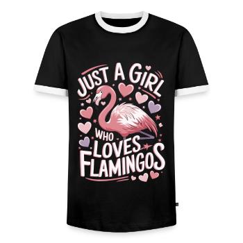 Flamingo lustiger Spruch - Männer Kontrast-T-Shirt - Schwarz/Weiß - Vorne - AI Model Female 172 light (172cm) & AI Model Male 178 light (178cm)