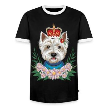 Süßér West Highland White Terrier avec couronne - T-shirt contrasté Homme - noir/blanc - Devant - AI Model Female 172 light (172cm) & AI Model Male 178 light (178cm)