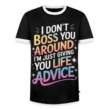 Sœur, Frère ou sœur, Famille - T-shirt contrasté Homme - noir/blanc - Devant - AI Model Female 172 light (172cm) & AI Model Male 178 light (178cm)