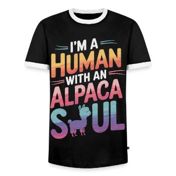 Alpaka Llama - Männer Kontrast-T-Shirt - Schwarz/Weiß - Vorne - AI Model Female 172 light (172cm) & AI Model Male 178 light (178cm)