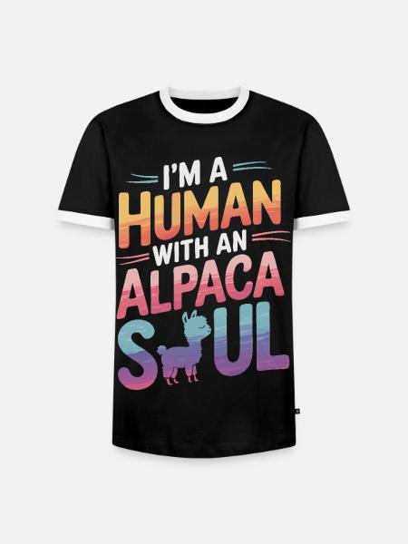 Alpaka Llama - Männer Kontrast-T-Shirt - Schwarz/Weiß