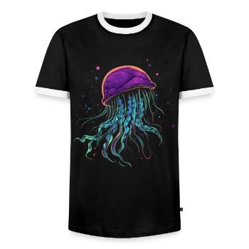 Qualle - Männer Kontrast-T-Shirt - Schwarz/Weiß - Vorne - AI Model Female 172 light (172cm) & AI Model Male 178 light (178cm)