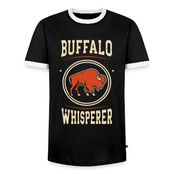 Buffalo Whisperer - Männer Kontrast-T-Shirt - Schwarz/Weiß - Vorne - AI Model Female 172 light (172cm) & AI Model Male 178 light (178cm)