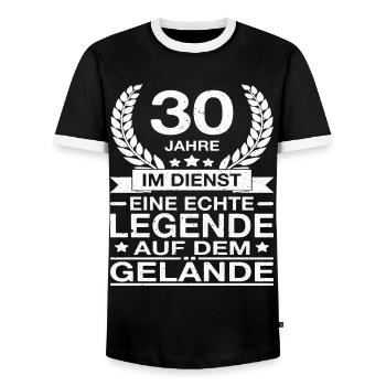 30 Jähriges Dienstjubiläum Firmenjubiläum - Männer Kontrast-T-Shirt - Schwarz/Weiß - Vorne - AI Model Female 172 light (172cm) & AI Model Male 178 light (178cm)