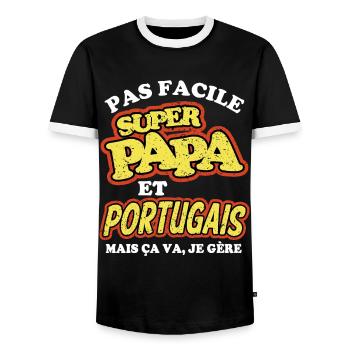 Super papa et portugais - T-shirt contrasté Homme - noir/blanc - Devant - AI Model Female 172 light (172cm) & AI Model Male 178 light (178cm)