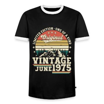 Original Juin Millésime 1975 47ème Anniversaire Hommes - T-shirt contrasté Homme - noir/blanc - Devant - AI Model Female 172 light (172cm) & AI Model Male 178 light (178cm)