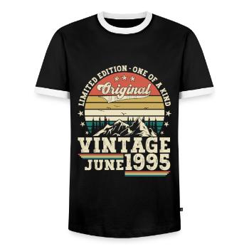 Original Juin Millésime 1995 27ème Anniversaire Hommes - T-shirt contrasté Homme - noir/blanc - Devant - AI Model Female 172 light (172cm) & AI Model Male 178 light (178cm)