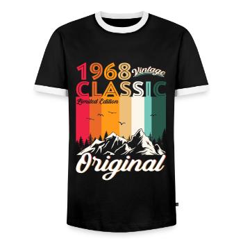Original 1968 54. Geburtstag Geschenk Herren - Männer Kontrast-T-Shirt - Schwarz/Weiß - Vorne - AI Model Female 172 light (172cm) & AI Model Male 178 light (178cm)