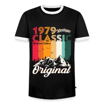 Original 1979 43ème Anniversaire Cadeau Hommes Femmes - T-shirt contrasté Homme - noir/blanc - Devant - AI Model Female 172 light (172cm) & AI Model Male 178 light (178cm)