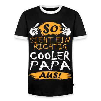 SO SIEHT EIN RICHTIG COOLER PAPA AUS - Männer Kontrast-T-Shirt - Schwarz/Weiß - Vorne - AI Model Female 172 light (172cm) & AI Model Male 178 light (178cm)