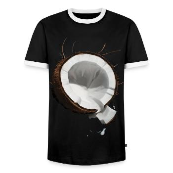 Kokosnuss Frucht - Männer Kontrast-T-Shirt - Schwarz/Weiß - Vorne - AI Model Female 172 light (172cm) & AI Model Male 178 light (178cm)