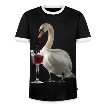 Schwan Wein - Männer Kontrast-T-Shirt - Schwarz/Weiß - Vorne - AI Model Female 172 light (172cm) & AI Model Male 178 light (178cm)