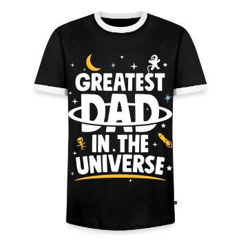 vatertag geschenk - Greatest Dad In The Universe - Männer Kontrast-T-Shirt - Schwarz/Weiß - Vorne - AI Model Female 172 light (172cm) & AI Model Male 178 light (178cm)