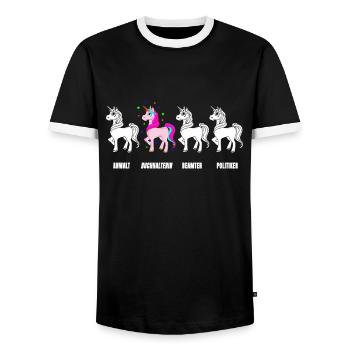 Female Accountant Bookkeeper Tax Season CPA Gift - Men's Ringer Shirt - black/white - Front - AI Model Female 172 light (172cm) & AI Model Male 178 light (178cm)