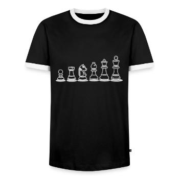 Cadeau pour un jeu d'échecs stratégique - T-shirt contrasté Homme - noir/blanc - Devant - AI Model Female 172 light (172cm) & AI Model Male 178 light (178cm)