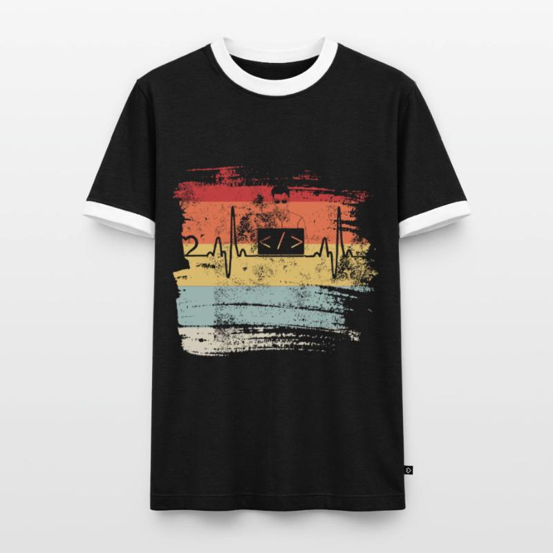 Programmation cadeau Heartbeat IT Coder Programmer T-shirt contrasté Homme