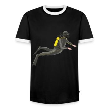 Plongée sousmarine Cadeau du plongeur masculin - T-shirt contrasté Homme - noir/blanc - Devant - AI Model Female 172 light (172cm) & AI Model Male 178 light (178cm)