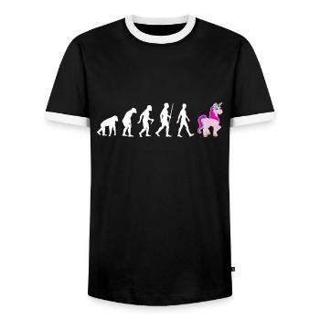 Einhorn Evolution Geschenk Trend Mädchen Rosa Lila - Männer Kontrast-T-Shirt - Schwarz/Weiß - Vorne - AI Model Female 172 light (172cm) & AI Model Male 178 light (178cm)