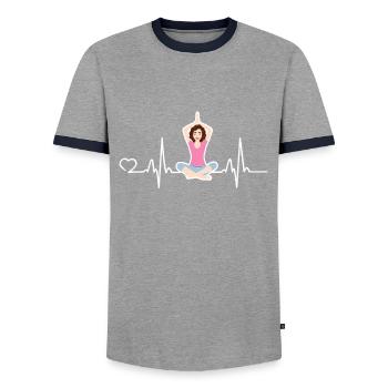 Yoga Herzschlag Namaste Yoga Lehrer Geschenk Yogi - Männer Kontrast-T-Shirt - Grau/Navy  - Vorne - AI Model Female 172 light (172cm) & AI Model Male 178 light (178cm)