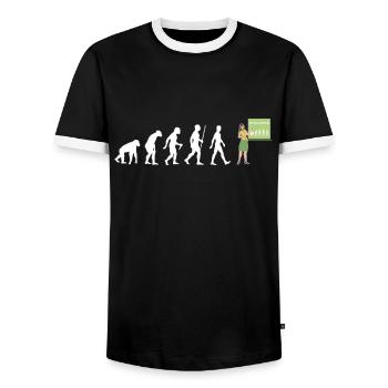 Lehrerin Evolution Lehramt Schule Lehrer Geschenk - Männer Kontrast-T-Shirt - Schwarz/Weiß - Vorne - AI Model Female 172 light (172cm) & AI Model Male 178 light (178cm)