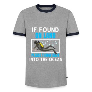 Cadeau de plongée sousmarine avec océan - T-shirt contrasté Homme - gris/marine  - Devant - AI Model Female 172 light (172cm) & AI Model Male 178 light (178cm)