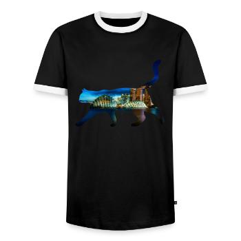 Singapur Urlaub Ferien Reisen Malaysia Geschenk - Männer Kontrast-T-Shirt - Schwarz/Weiß - Vorne - AI Model Female 172 light (172cm) & AI Model Male 178 light (178cm)