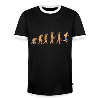 Läufer Evolution Rennen Fitness Joggerin Geschenk - Männer Kontrast-T-Shirt - Schwarz/Weiß - Vorne - AI Model Female 172 light (172cm) & AI Model Male 178 light (178cm)