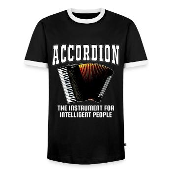 Funny Accordion Instrument Jazz Marching Band Gift - Men's Ringer Shirt - black/white - Front - AI Model Female 172 light (172cm) & AI Model Male 178 light (178cm)