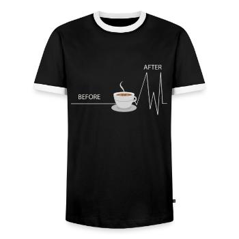 Coffee Bean Coffee Shop Coffee Break Barista Gift - Men's Ringer Shirt - black/white - Front - AI Model Female 172 light (172cm) & AI Model Male 178 light (178cm)
