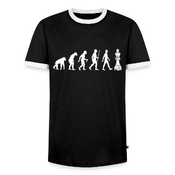 Schach Schachbrett Evolution Club Verein Geschenk - Männer Kontrast-T-Shirt - Schwarz/Weiß - Vorne - AI Model Female 172 light (172cm) & AI Model Male 178 light (178cm)