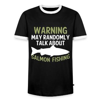 Drôle de pêche au saumon Cadeau du lac Freshwater - T-shirt contrasté Homme - noir/blanc - Devant - AI Model Female 172 light (172cm) & AI Model Male 178 light (178cm)