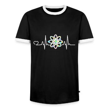 Un chimiste offre un laboratoire de chimie du cœur - T-shirt contrasté Homme - noir/blanc - Devant - AI Model Female 172 light (172cm) & AI Model Male 178 light (178cm)