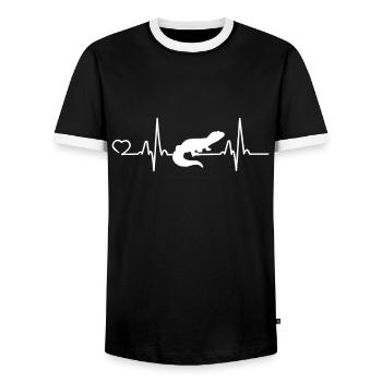 Gecko léopard Heartbeat Pet Lizard Reptile Gift - T-shirt contrasté Homme - noir/blanc - Devant - AI Model Female 172 light (172cm) & AI Model Male 178 light (178cm)