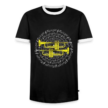 Trompete Blechblasinstrument Kornett Jazz Geschenk - Männer Kontrast-T-Shirt - Schwarz/Weiß - Vorne - AI Model Female 172 light (172cm) & AI Model Male 178 light (178cm)
